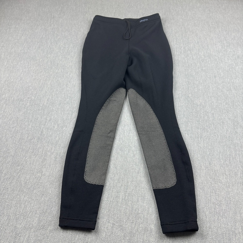 Patagonia Riding Pants Women Medium Black Knee Patch Stretch Legging Made in USA